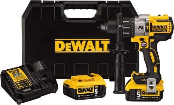 DeWALT - 20 Volt 1/2" Keyless Chuck Cordless Hammer Drill - 0 to 38,250 BPM, 0 to 2,000 RPM, Reversible - Top Tool & Supply