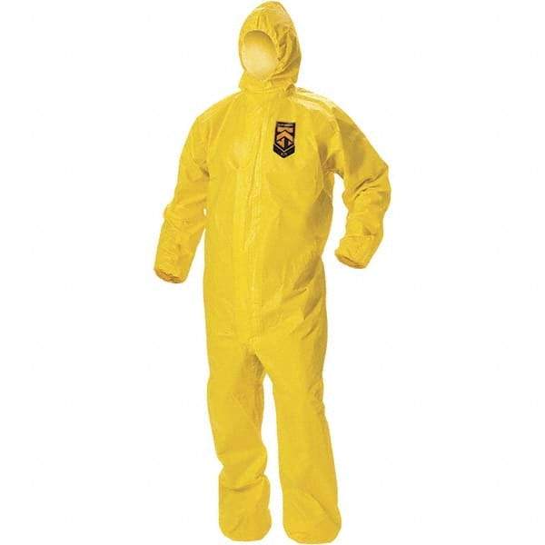 KleenGuard - Size 2XL PE Film Chemical Resistant Coveralls - Yellow, Zipper Closure, Elastic Cuffs, Elastic Ankles, Taped Seams, ISO Class 1, 2 & 3 - Top Tool & Supply