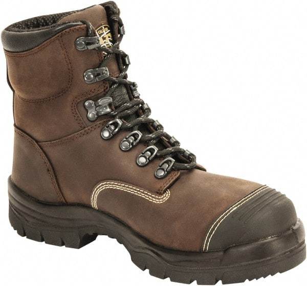 OLIVER - Men's Size 7 Wide Width Steel Work Boot - Brown, Leather Upper, Polyurethane/Rubber Outsole, 6" High, Lace-Up - Top Tool & Supply