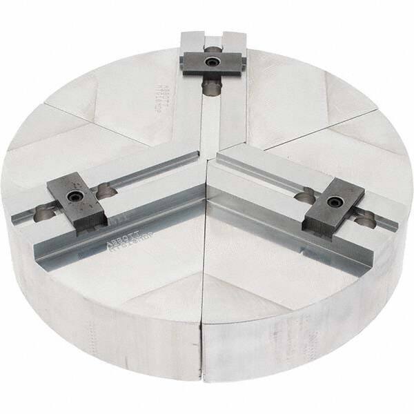 Abbott Workholding Products - 10" Max Chuck Capacity, Tongue & Groove Interface, Round Soft Lathe Chuck Jaw - 3 Jaw, Aluminum, 40mm Btw Mount Hole Ctrs, 10" Wide, 2" High, 12mm Groove, 12mm Fastener - Top Tool & Supply