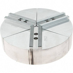 Abbott Workholding Products - 6" Max Chuck Capacity, 1.5mm x 60° Serrated Interface, Round Soft Lathe Chuck Jaw - 3 Jaw, Aluminum, 0.7874" Btw Mount Hole Ctrs, 8" Wide, 2" High, 10mm Fastener - Top Tool & Supply