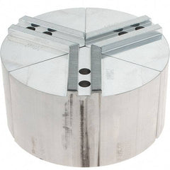 Abbott Workholding Products - 8" Max Chuck Capacity, 1.5mm x 60° Serrated Interface, Round Soft Lathe Chuck Jaw - 3 Jaw, Aluminum, 0.9843" Btw Mount Hole Ctrs, 8" Wide, 4" High, 12mm Fastener - Top Tool & Supply