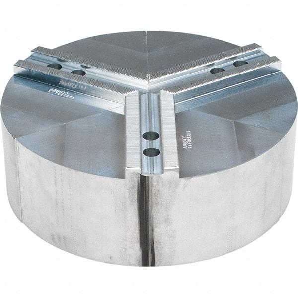 Abbott Workholding Products - 12" Max Chuck Capacity, 1.5mm x 60° Serrated Interface, Round Soft Lathe Chuck Jaw - 3 Jaw, Aluminum, 1.1811" Btw Mount Hole Ctrs, 12" Wide, 4" High, 16mm Fastener - Top Tool & Supply