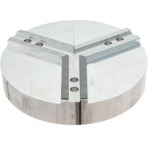 Abbott Workholding Products - 12" Max Chuck Capacity, 1.5mm x 60° Serrated Interface, Round Soft Lathe Chuck Jaw - 3 Jaw, Aluminum, 1.1811" Btw Mount Hole Ctrs, 12" Wide, 2" High, 16mm Fastener - Top Tool & Supply