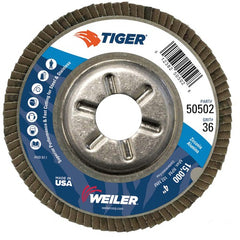 4″ Tiger Disc Abrasive Flap Disc, Angled, Alum. Backing, 36Z, 5/8″ Arbor Hole - Top Tool & Supply