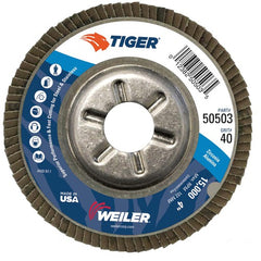 4″ Tiger Disc Abrasive Flap Disc, Angled, Alum. Backing, 40Z, 5/8″ Arbor Hole - Top Tool & Supply