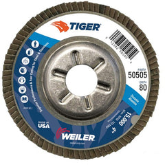 4″ Tiger Disc Abrasive Flap Disc, Angled, Alum. Backing, 80Z, 5/8″ Arbor Hole - Top Tool & Supply