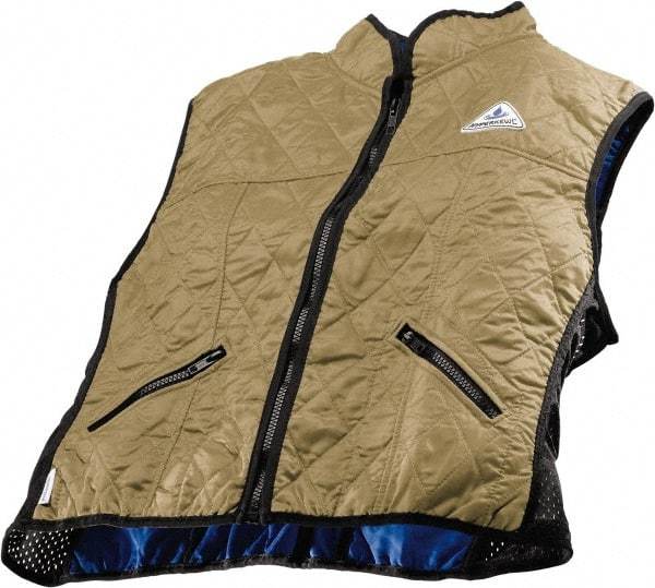 Techniche - Size 2XL, Khaki Cooling Vest - Zipper Front, Nylon, HyperKewl - Top Tool & Supply