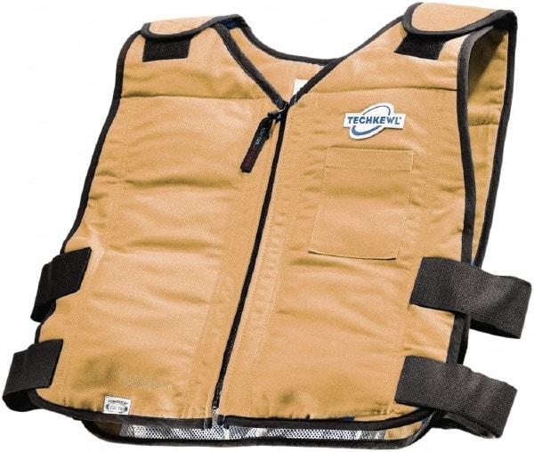 Techniche - Size 2XL, Khaki Cooling Vest - Zipper Front, Cotton - Top Tool & Supply