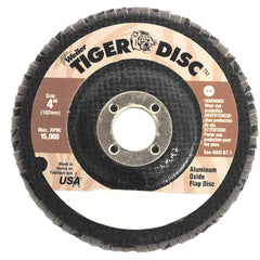 4″ Tiger Disc Abrasive Flap Disc, Flat, Phenolic Backing, 60AO, 5/8″ Arbor Hole - Top Tool & Supply