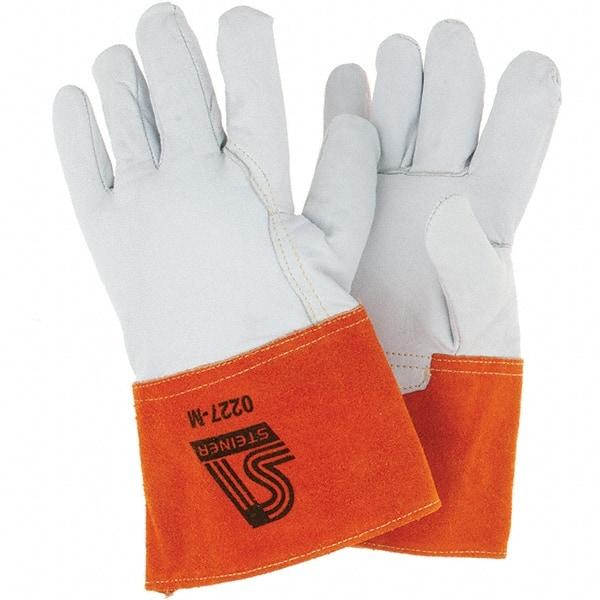 Steiner - Size M Unlined Goatskin Welding Glove - Gauntlet Cuff, Wing Thumb, For TIG - Top Tool & Supply