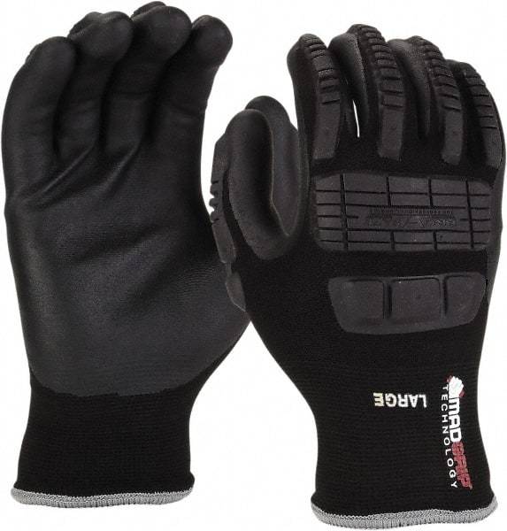 PRO-SAFE - Size L (9) Nitrile Coated Nylon/Nitrile Work Gloves - Palm & Fingers Coated, Slip-On Cuff, Black, Paired - Top Tool & Supply