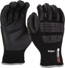 PRO-SAFE - Size L (9) Nitrile Coated Nylon/Nitrile Work Gloves - Palm & Fingers Coated, Slip-On Cuff, Black, Paired - Top Tool & Supply