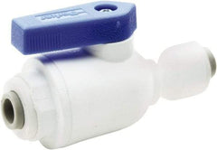 Parker - 1/4" Pipe, Full Port, Polypropylene Valve Union Connector Ball Valve - Bi-Directional, Push-to-Connect x Push-to-Connect Ends, Wedge Handle, 150 WOG - Top Tool & Supply