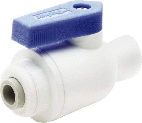 Parker - 3/8" Pipe, Full Port, Polypropylene Valve Female Connector Ball Valve - Bi-Directional, Push-to-Connect x FNPT Ends, Wedge Handle, 150 WOG - Top Tool & Supply