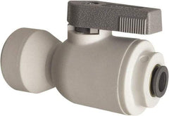 Parker - 3/8" Pipe, Full Port, Polypropylene Valve Female Connector Ball Valve - Bi-Directional, Push-to-Connect x FNPT Ends, Wedge Handle, 150 WOG - Top Tool & Supply