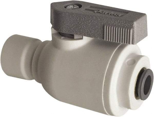 Parker - 1/4" Pipe, Full Port, Polypropylene Valve Union Connector Ball Valve - Bi-Directional, Push-to-Connect x Push-to-Connect Ends, Wedge Handle, 150 WOG - Top Tool & Supply