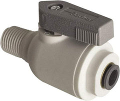 Parker - 1/4" Pipe, Full Port, Polypropylene Valve Male Connector Ball Valve - Bi-Directional, MNPT x Push-to-Connect Ends, Wedge Handle, 150 WOG - Top Tool & Supply