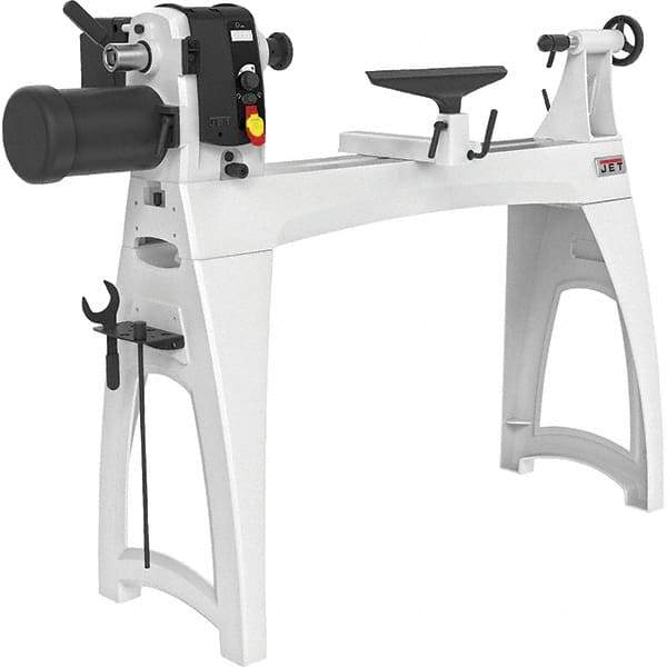 Jet - 16-1/2" Swing, 40" Distance Between Center, Woodworking Lathe - 2MT Headstock, 40 to 3,200 RPM, 4" Quill Travel - Top Tool & Supply