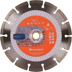 Husqvarna - 4-1/2" Diam, 5/8 & 7/8" Arbor Hole Diam, Continuous Edge Tooth Wet & Dry Cut Saw Blade - Diamond-Tipped, Fast Cutting Action, Standard Round Arbor - Top Tool & Supply