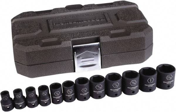 GearWrench - 12 Piece 1/2" Drive Standard Impact Socket Set - 6 Points, 3/8 to 1-1/16", Inch Measurement Standard - Top Tool & Supply