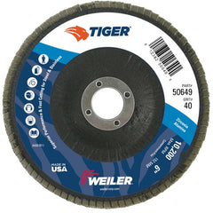 6″ Tiger Disc Abrasive Flap Disc, Angled, Phenolic Backing, 40Z, 7/8″ Arbor Hole - Top Tool & Supply