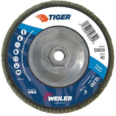 6″ Tiger Disc Abrasive Flap Disc, Angled, Phenolic Backing, 40Z, 5/8″-11 UNC Nut - Top Tool & Supply