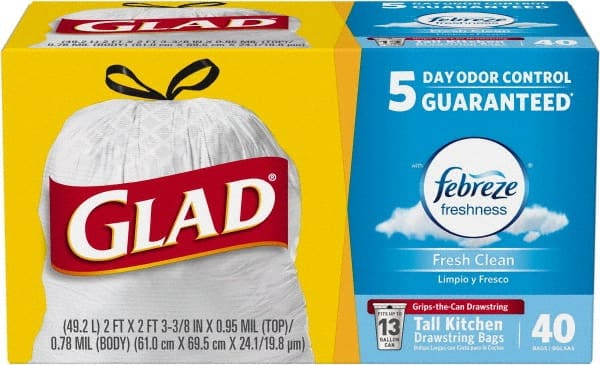 Glad - Pack of (6) 40-Count 13 Gal 0.78 mil Household/Office Trash Bags - Top Tool & Supply