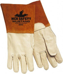 MCR Safety - Size M Unlined Cowhide Welding Glove - White/Brown, Pair - Top Tool & Supply