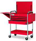 4 Drawer Red Service Cart with Lid; Rack & Tray - Top Tool & Supply