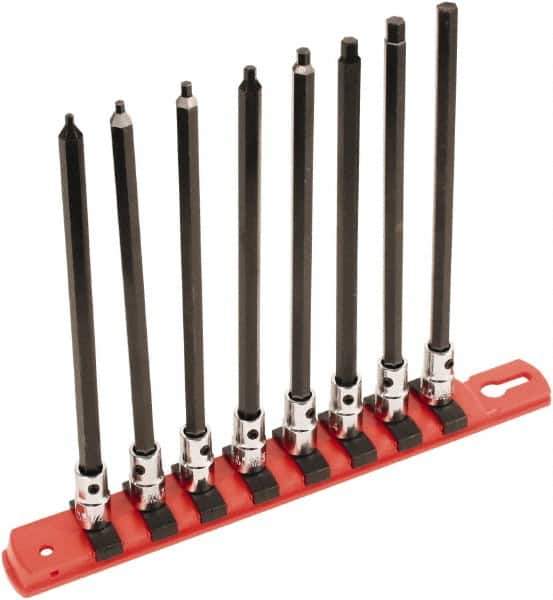 Wiha - 8 Piece 1/4" Drive Inch Hex Bit Socket Set - 3/32 to 1/4" Hex - Top Tool & Supply