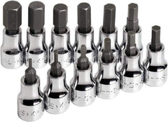 SK - 12 Piece 3/8" Drive Metric Hex Bit Socket Set - 2 to 12mm Hex - Top Tool & Supply