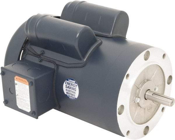 Leeson - 2 Max hp, 1,800 Max RPM, Capacitor Start Electric AC DC Motor - 115/230 V Input, Single Phase, 56C Frame, 5/8" Shaft Diam, C-Face Mount, TEFC Enclosure - Top Tool & Supply