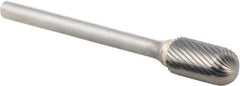 M.A. Ford - 1/4" Cut Diam, 1/8" Shank Diam, Cylinder with Radius Head Double Cut Burr - Carbide, Radius End, 1/2" LOC, 2" OAL - Top Tool & Supply