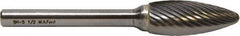 M.A. Ford - 4.8mm Cut Diam, 3mm Shank Diam, Flame Head Double Cut Burr - Carbide, Radius End, 9.5mm LOC, 38mm OAL - Top Tool & Supply