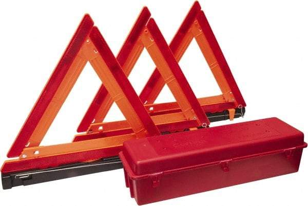 PRO-SAFE - 4 Piece, Highway Triangle Safety Kit - 3 Reflective Triangles, Case - Top Tool & Supply