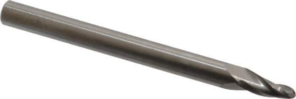 Onsrud - 1/8" Cutting Diam x 1/2" Length of Cut, 2 Flute, Upcut Spiral Router Bit - Uncoated, Right Hand Cut, Solid Carbide, 3" OAL x 1/4" Shank Diam, Ball End Taper - Top Tool & Supply