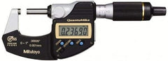 Mitutoyo - 0.001 mm Resolution, Standard Throat, Electronic Outside Micrometer - Includes Stand - Top Tool & Supply