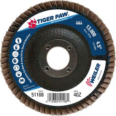 4 1/2″ × 7/8″-40 Grit - T27 Tiger Paw Zirc Flap Disc Phenolic Back - Top Tool & Supply