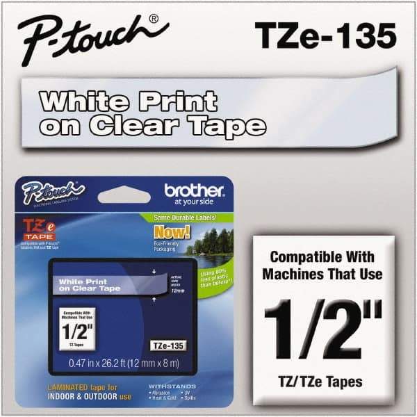 Brother - 1/2" Wide x 314.4" Long, Clear Plastic/Paper Tape Cassette - For Label Maker - Top Tool & Supply