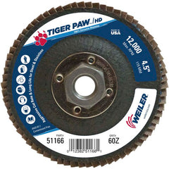 4 1/2″ × 5/8″-11-60 Grit - T27 Tiger Paw High Density Zirc Flap Disc Phenolic Back - Top Tool & Supply