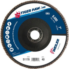 7″ Tiger Paw Super High Density Flap Disc, Flat, Phenolic Backing, 40Z, 7/8″ Arbor Hole - Top Tool & Supply