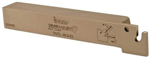 Iscar - External Thread, 0.63" Max Depth of Cut, 2.8mm Min Groove Width, 150mm OAL, Left Hand Indexable Grooving Cutoff Toolholder - 5/8" Shank Height x 5/8" Shank Width, TAG 3 Insert Style, TGT Toolholder Style, Series Tang-Grip - Top Tool & Supply