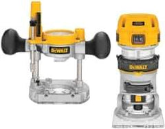 DeWALT - 16,000 to 27,000 RPM, 1.25 HP, 7 Amp, Fixed and Plunge Combination Electric Router - 115 Volts, 1/4 Inch Collet - Top Tool & Supply