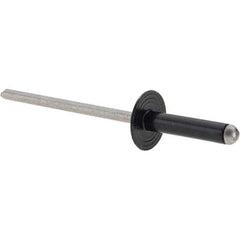 Made in USA - Large Flange Head Aluminum Open End Blind Rivet - Stainless Steel Mandrel, 1/32" to 11/64" Grip, 3/8" Head Diam, 1-1/8" Max Hole Diam, 0.563" Length Under Head, - Top Tool & Supply