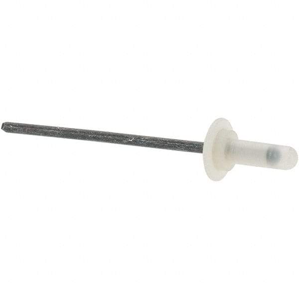 Value Collection - Large Flange Head Aluminum Closed End Sealing Blind Rivet - Steel Mandrel, 0.157" to 0.312" Grip, 1/4" Head Diam, 0.126" Max Hole Diam, 0.374" Length Under Head, - Top Tool & Supply