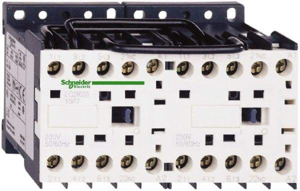 Schneider Electric - 3 Pole, 230 Coil VAC at 50/60 Hz, 16 Amp at 690 VAC, 20 Amp at 440 VAC and 9 Amp at 440 VAC, Reversible IEC Contactor - BS 5424, CSA, IEC 60947, NF C 63-110, RoHS Compliant, UL Listed, VDE 0660 - Top Tool & Supply