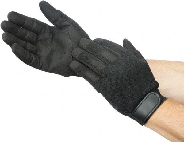 Ability One - Size L Nylon/Spandura General Protection Work Gloves - For Mechanic's & Lifting, Uncoated, Hook & Loop Cuff, Full Fingered, Black, Paired - Top Tool & Supply