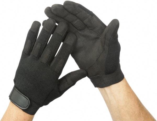 Ability One - Size 2XL Nylon/Spandura General Protection Work Gloves - For Mechanic's & Lifting, Uncoated, Hook & Loop Cuff, Full Fingered, Black, Paired - Top Tool & Supply