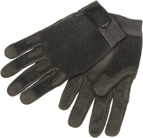 Ability One - Size M Nylon/Spandura General Protection Work Gloves - For Mechanic's & Lifting, Uncoated, Hook & Loop Cuff, Full Fingered, Black, Paired - Top Tool & Supply